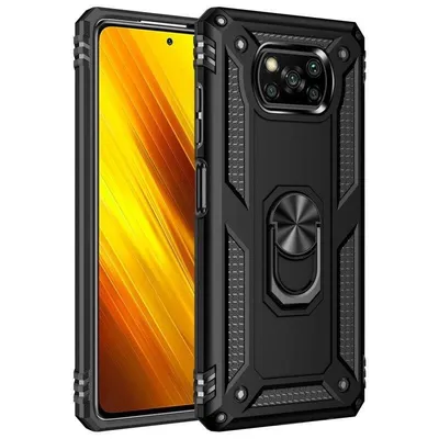 Funda für Handy Max Power Digital Magnetisch Silikon Polycarbonat Schwarz mit Ring für Xiaomi Poco X3 NFC/X3 Pro