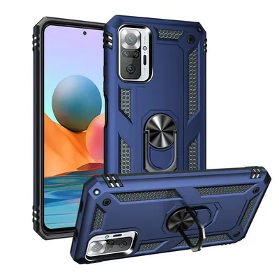 Handyhülle Max Power Digital Magnetisch Silikon Polycarbonat Blau 360° Ring für Xiaomi Redmi Note 10 Pro