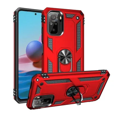 Handyhülle Max Power Digital Magnetisch Silikon Polycarbonat Rot mit Ring für Redmi Note 10s/Note 10