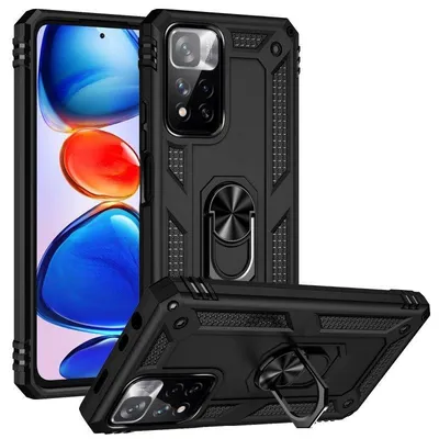 Handyhülle Max Power Digital Magnetisch Silikon Polycarbonat Schwarz Ring für Xiaomi Redmi Note 11 Pro