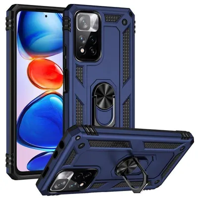 Handyhülle Max Power Digital Magnetisch Silikon Polycarbonat Blau 360° Ring für Xiaomi Redmi Note 11 Pro
