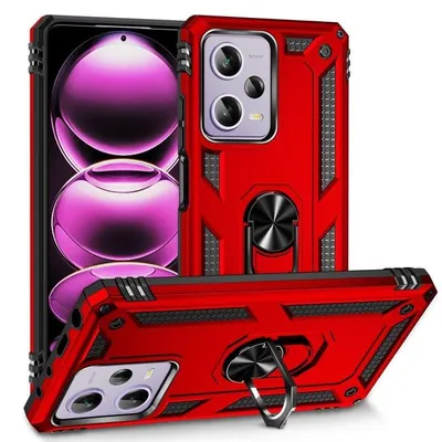 Handyhülle Max Power Digital Magnetisch Silikon Polycarbonat Rot mit Ring für Redmi Note 12 Pro 5G/Poco X5 Pro 5G