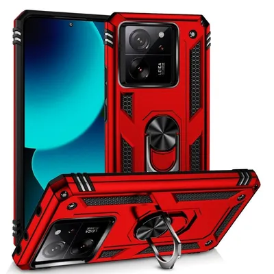Max Power Digital Magnetic Case für Xiaomi Mi 13T / Mi 13T Pro Hülle mit drehbarem Ring, Rot