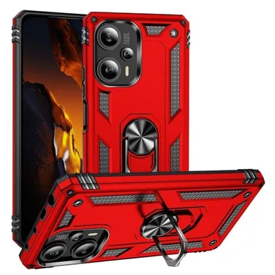 Funda für Handy Max Power Digital Magnetisch Silikon Polycarbonat Rot 360° Ring für Xiaomi Poco F5 5G