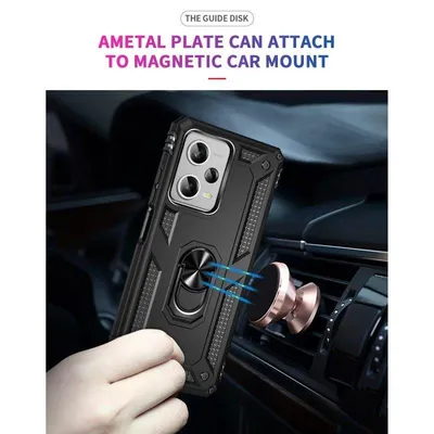 Handyhülle Max Power Digital Magnetisch Silikon Polycarbonat Schwarz 360° Ring für Xiaomi Redmi Note 12 Pro Plus