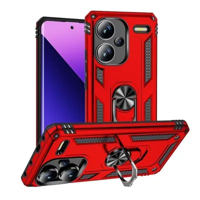 Handyhülle Max Power Digital Magnetisch Silikon Polycarbonat Rot 360° Ring für Xiaomi Redmi Note 13 Pro Plus 5G