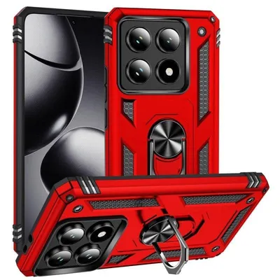 Funda für Handy Max Power Digital Magnetisch Silikon Polycarbonat Rot mit Ring für Xiaomi 14t Pro 5G