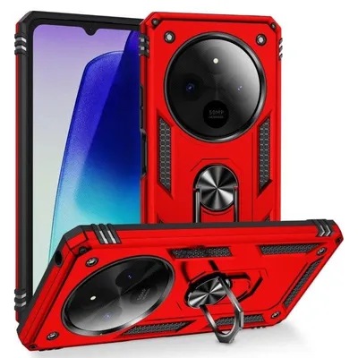 Handyhülle Max Power Digital Magnetisch Silikon Polycarbonat Rot 360° Ring für Xiaomi Redmi 14c