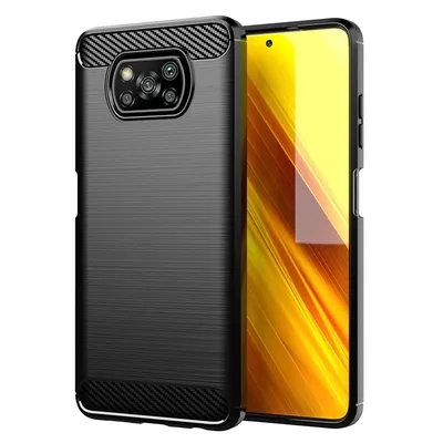 Max Power Digital Carbon Fiber Case für Xiaomi Poco X3 Nfc / X3 Pro, stoßfestes schwarzes Silikon