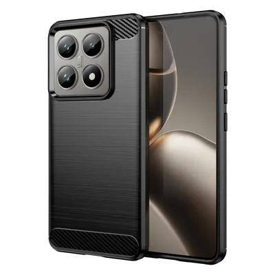 Max Power Digital Carbon Fiber Stoßfeste Schwarze Silikonhülle für Xiaomi 14T / 14T Pro