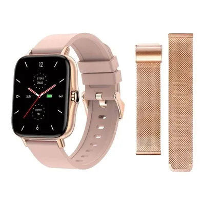 Maxcom FW55 Aurum Pro Bluetooth 44mm HD-Touchscreen Gold Pink IP67 SpO2 Pulsuhr Schlafmonitor