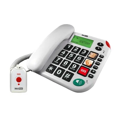 Analoges Telefon MaxCom KXT481 SOS Weiß mit Lautsprecher und Anruferkennung