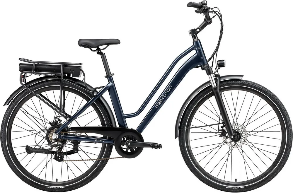 Maxtron E-Bike Cityrad Maxtron Urban 7 E-Citybike 28 Zoll, 7 Gang Shimano Altus Schaltwerk, Kettenschaltung, Heckmotor, 460,8 Wh, (Packung), Tiefeinsteiger für Damen