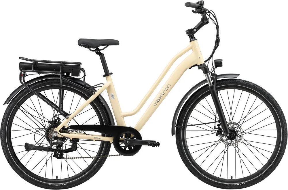 Maxtron E-Bike Cityrad Maxtron Urban 7 E-Citybike 28 Zoll, 7 Gang Shimano Altus Schaltwerk, Kettenschaltung, Heckmotor, 460,8 Wh, (Packung), Tiefeinsteiger für Damen
