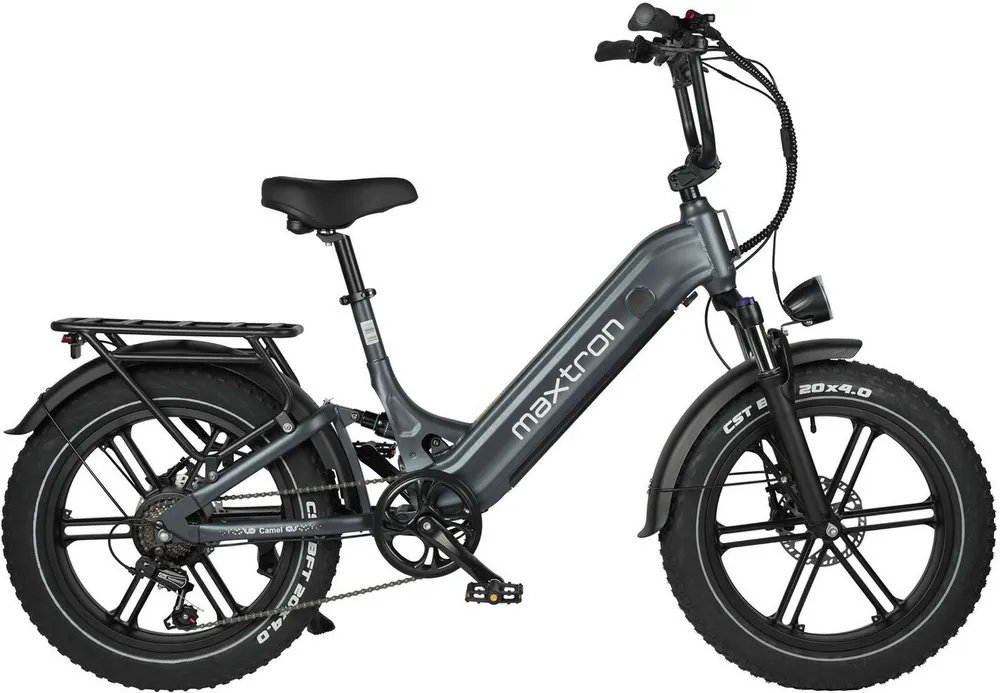 Maxtron E-Bike Crossrad Maxtron Camel E-Bike compactbike, 7 Gang Shimano, Kettenschaltung, Heckmotor, 864 Wh, (Packung), 20-Zoll-Fettreifenfahrrad mit Vorder- und Hinterradfederung