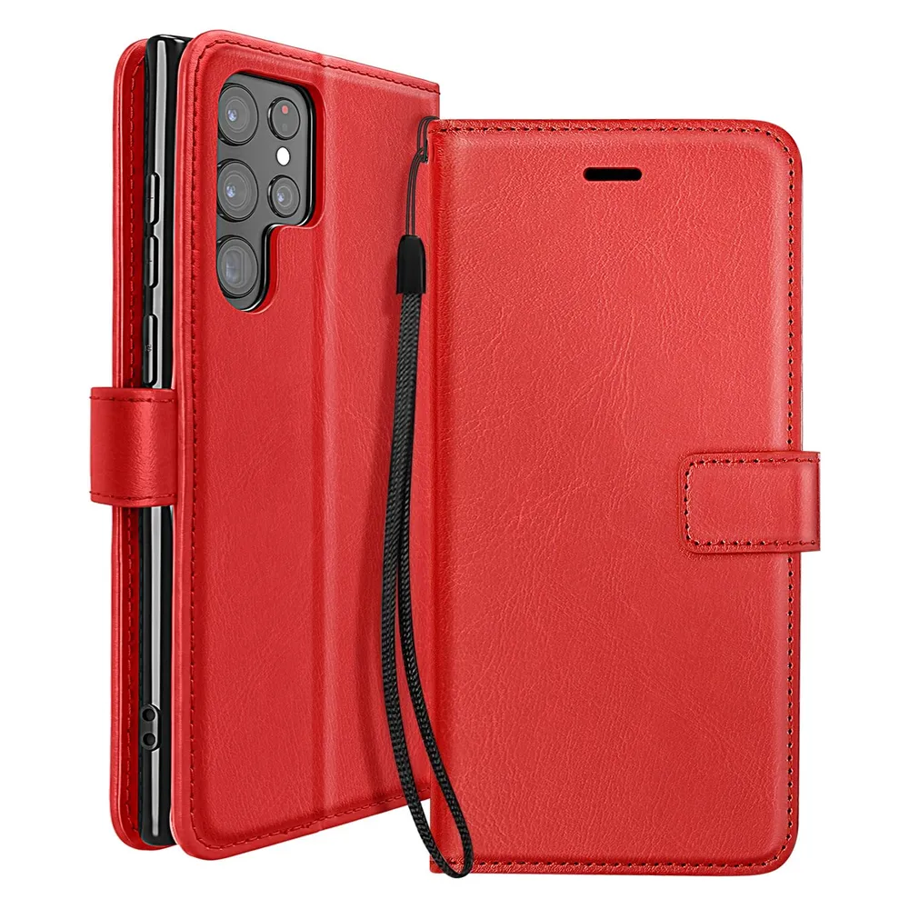 Mayaxess Brieftaschen-Hülle für Samsung Galaxy S22 Ultra mit Schlaufe & Ständer