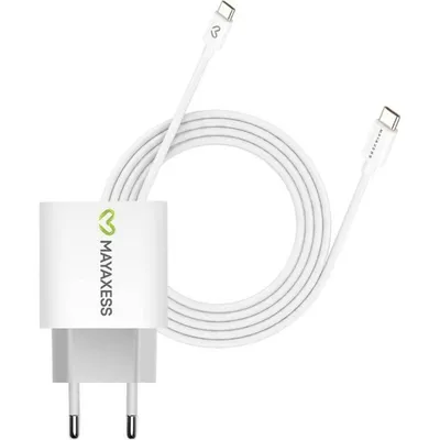 Mayaxess 20W USB-Schnellladegerät mit 1m USB-C-Kabel, weißes Design