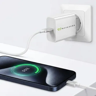 Schnellladegerät Mayaxess 20W USB-A mit USB-C Kabel 1m
