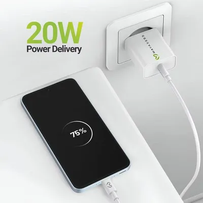 Schnellladegerät Mayaxess SEK-VIRT-A35 20W mit USB-C Kabel 1m Weiß
