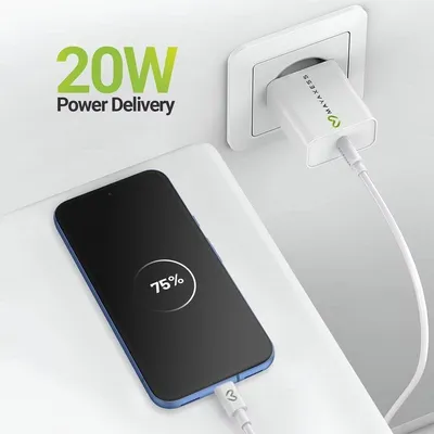Schnellladegerät Mayaxess SEK-VIRT-PX8A 20W mit USB-C-Kabel 1m Weiß