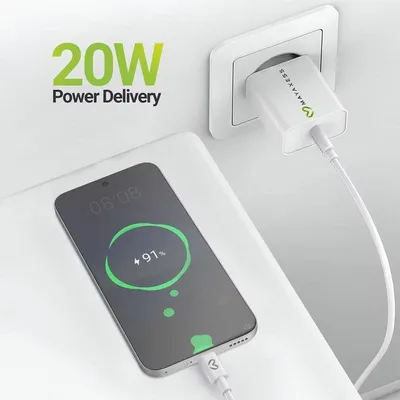 Schnellladegerät USB 20W Mayaxess mit USB-C Kabel 1m Weiß