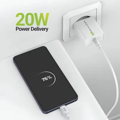 Schnellladegerät USB Mayaxess 20W Weiß mit USB-C-Kabel