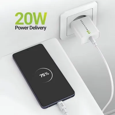 Schnelllader Mayaxess SEK-VIRT-S26U 20W mit USB-C-Kabel 1 m Weiß