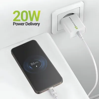 Schnelllader USB-C 20W Mayaxess Weiß mit USB-C-Kabel
