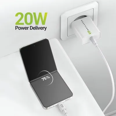 USB-Ladegerät 20W Mayaxess Weiß mit USB-C Kabel 1m