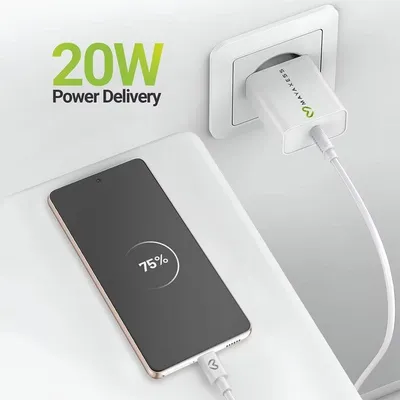 USB-Ladegerät Mayaxess 20W Schnelllader mit USB-C-Kabel weiß