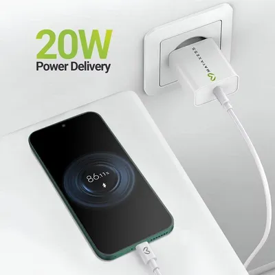 USB-Ladegerät Mayaxess 20W Weiß mit USB-C-Kabel 1 m