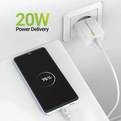USB-Ladegerät Mayaxess SEK-VIRT-A33 20W Schnellladegerät weiß mit USB-C-Kabel