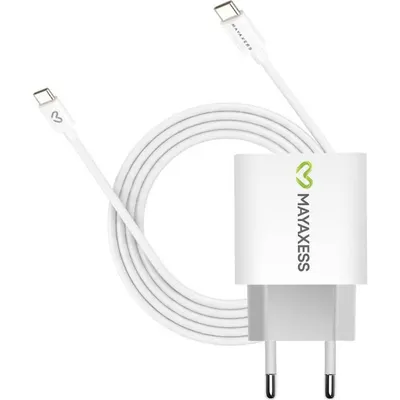 USB Schnelllader Mayaxess 20W USB-A Weiß mit USB-C Kabel