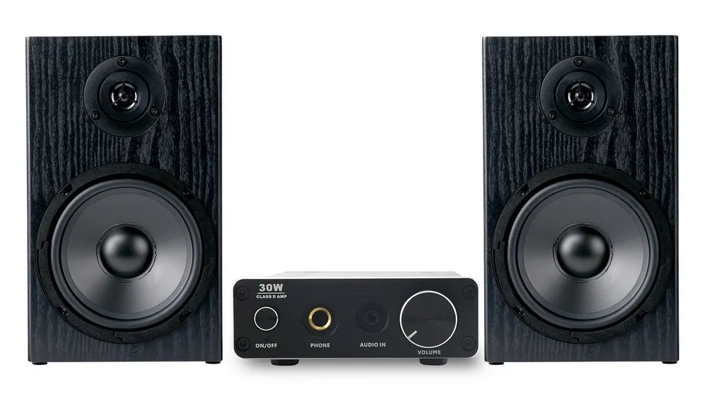 McGrey BMS-80 HiFi Micro-Stereo Anlage Regal-Lautsprecher (kein Netzwerkstandard, 80 W, HiFi-Boxen mit 2-Wege-System inkl. Mini-Verstärker und Boxenkabel)