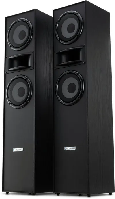 McGrey HTS-65320 BK 3-Wege HiFi Boxen Paar, schwarz Stand-Lautsprecher (kein Netzwerkstandard, 320 W, Bassreflex-Konstruktion, Maserung in Holzoptik)