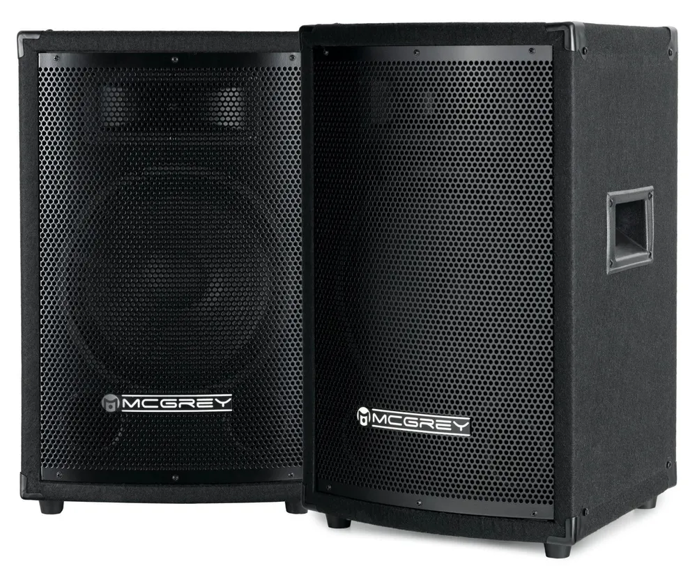 McGrey TP-10 DJ PA Box 25cm (10) Subwoofer, 2-Wege System, Holzgehäuse Lautsprecher (Nein, 200 W, Paar Passiv-Speaker mit Boxenflansch)