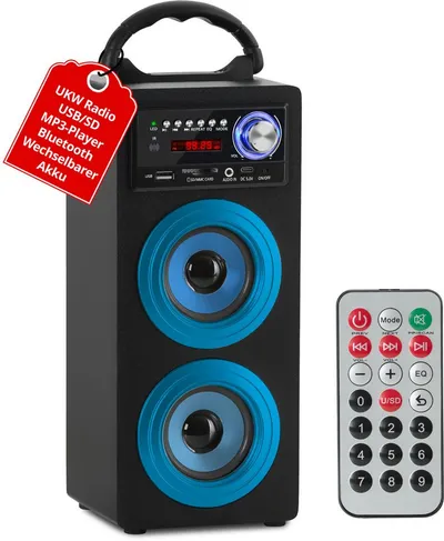 McGrey Tragbarer Speaker für vielseitigen Einsatz inklusive Fernbedienung - Bluetooth-Lautsprecher (6 W, FM-Radio mit 30 speicherbaren Senderplätzen integriert)
