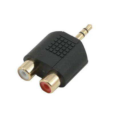 Adapter MCL 3.5mm auf 2xRCA Schwarz mit vergoldeten Kontakten