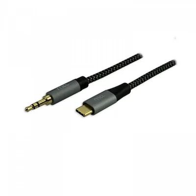 Audio-Kabel USB C auf 3,5 mm MCL 2 m Schwarz Grau