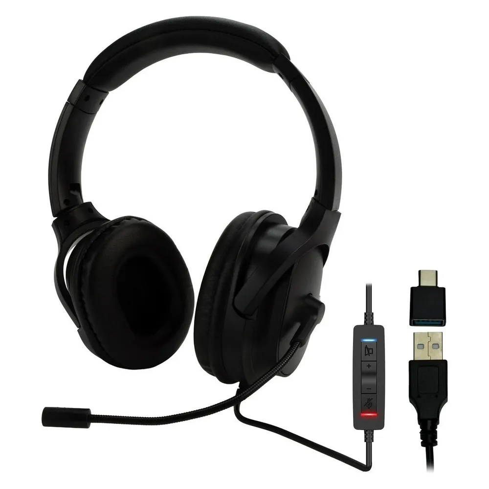 Auriculares MCL MK1A99AZZZCSQMUSB mit Kabel USB-A/USB-C für Büro und Alltag Schwarz