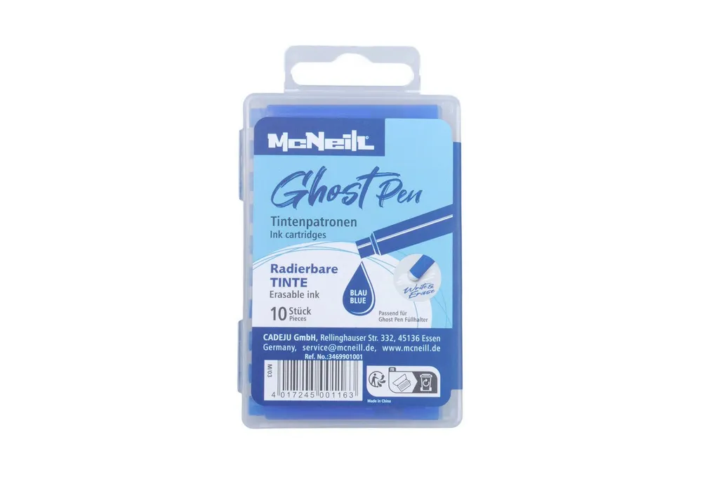 McNeill McNeill Ghost Pen Tintenpatronen 10er Pack BLAU radierbare Tinte für G Tintenpatrone