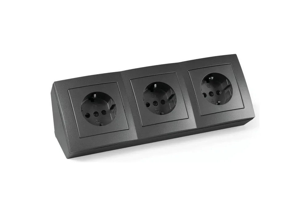 McPower MCPOWER Steckdosenblock Flair, 3-fach, 16A/250V, anthrazit Steckdosenleiste