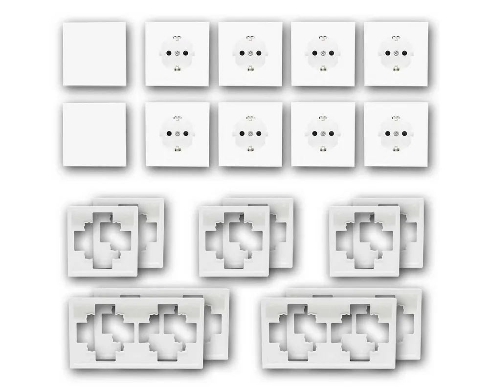 McPower Set "Standard-20" SHALLOW weiß, 20-teilig Unterputzschalter