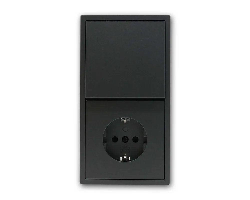 McPower Set "Tür1" SHALLOW anthr Schalter+Steckd m Rahmen Unterputzschalter