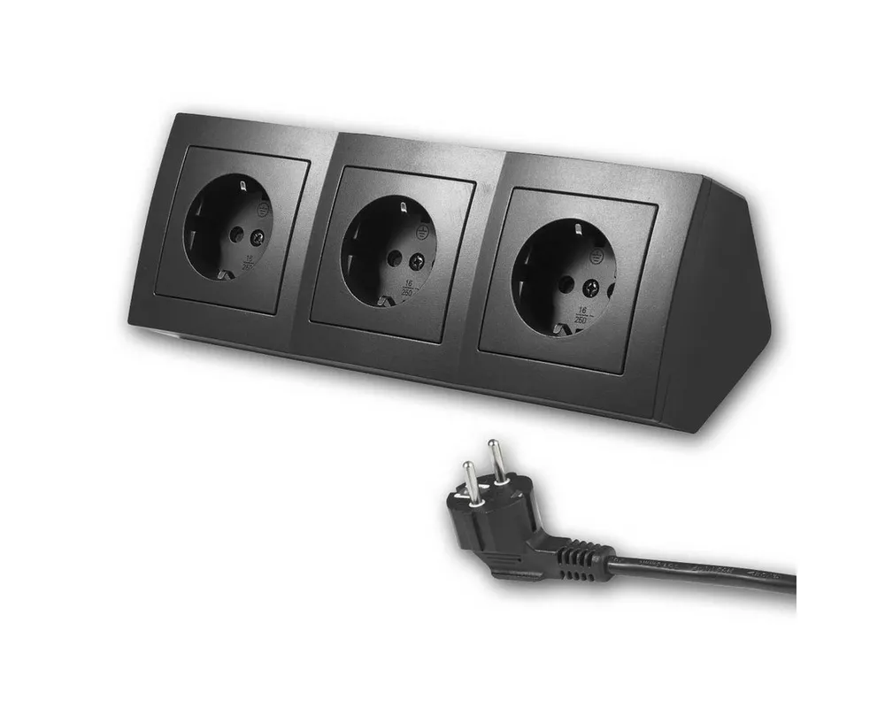 McPower Steckdosenblock "Flair" 3-fach Stecker & Kabel, sw Steckdosenleiste