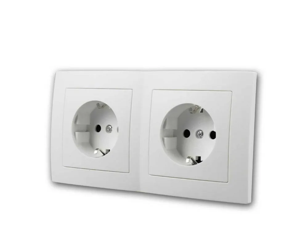 McPower Unterputz-Steckdose FLAIR Doppelsteckdose weiß, 250V~/16A, UP, Schraub