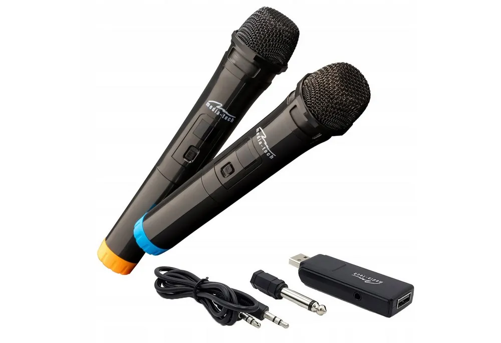 MEDIA-TECH Mikrofon 2 drahtlose Mikrofone für Karaoke USB-Empfänger, mit USB-Empfänger