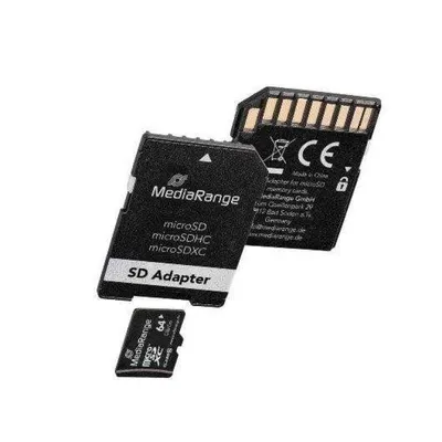 microSDXC Karte MediaRange MR955 64GB mit SD Adapter Class 10