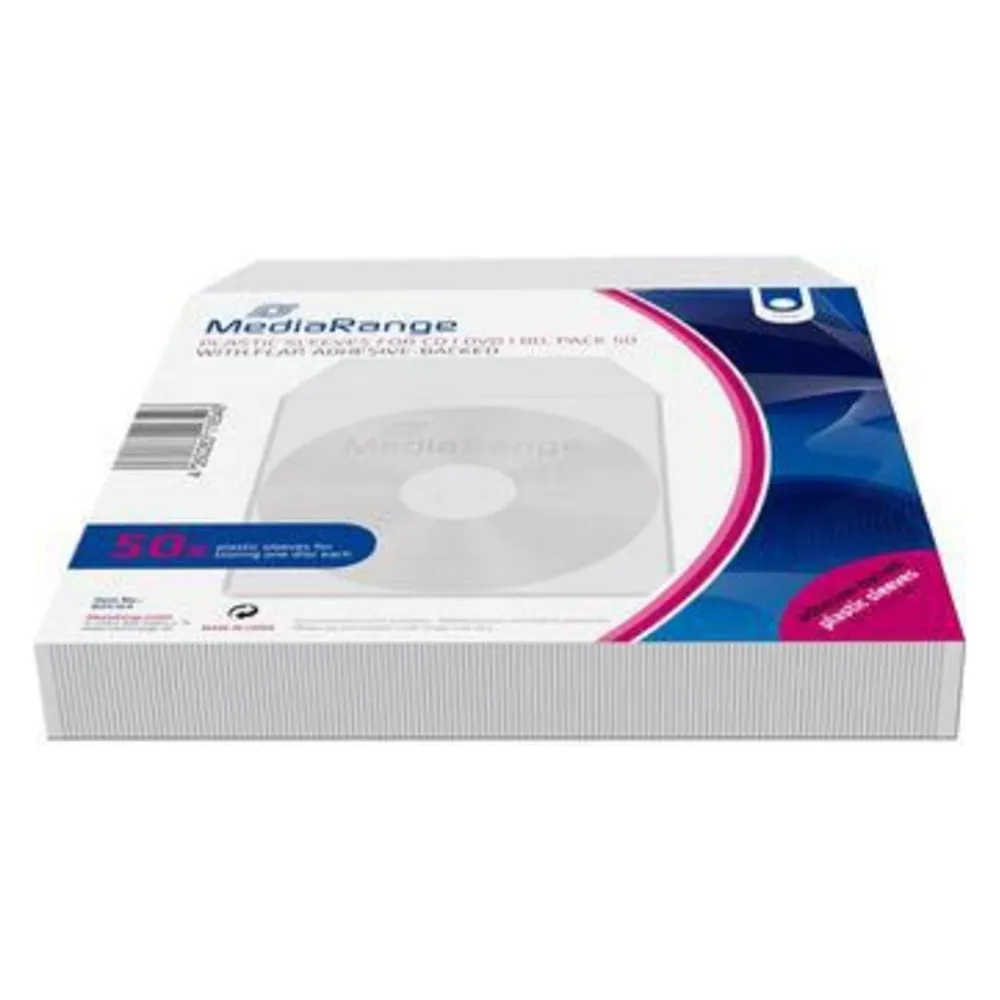 MediaRange Plastiktasche 1 Disc mit Lasche klebe Rücks. 50pc