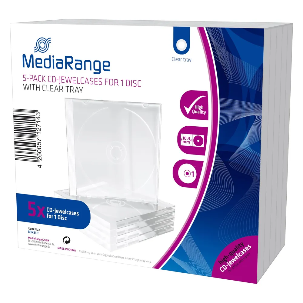 MediaRange CD / DVD Retail Pack 1er Jewel Cases 5Stk.